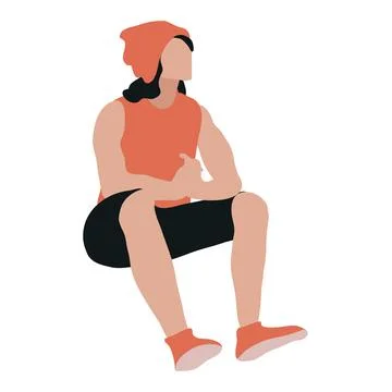 Lonely Man sitting white background Stock Illustration