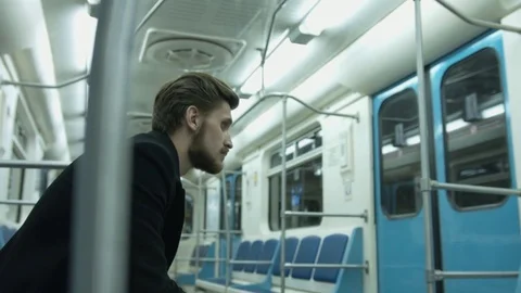 The lonely man in subway Видео 81581825