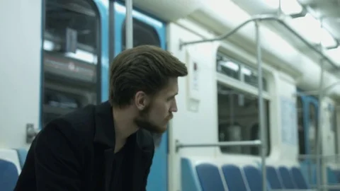 The lonely man in subway Видео 81581833