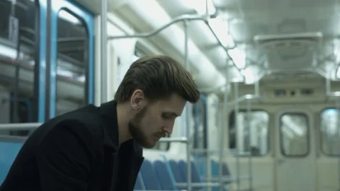 The lonely man in subway Видео 81581899