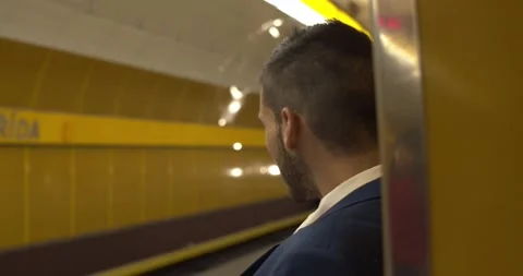 The lonely man on the train station in Prague in depression  Stock Footage 139499049