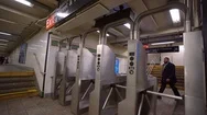 Lonely Man Walking Through A Gate Inside A Nyc Subway Station, Empty To Stock Footage