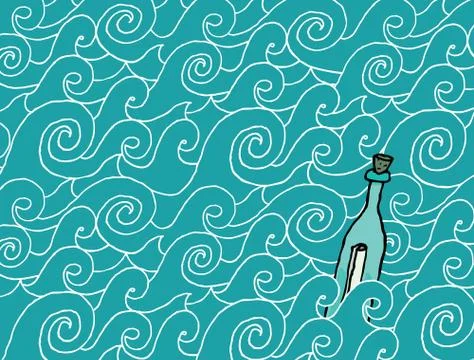 Lonely message in a bottle Stock Illustration