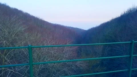 Lonely Mountain View Walk – Calm Nature Scene with Foreground Railing 4K Stock Footage 329916859