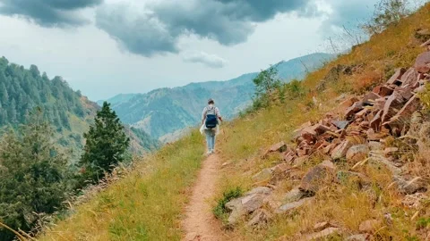 Lonely mountain walk Stock Footage 198803436
