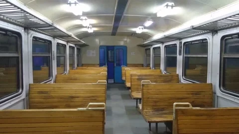 Lonely Night Train Ride Stock Footage 302077903