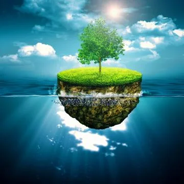 Lonely in the ocean, abstract environmental backgrounds for your design Illustration