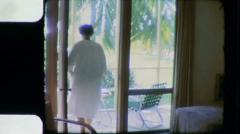 Lonely Old Woman Alone VACATION Motel Room 1960s Vintage Film Home Movie 3396 Stock Footage
