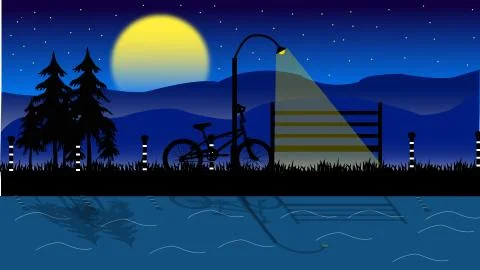 Lonely Park Bench Stock Illustration