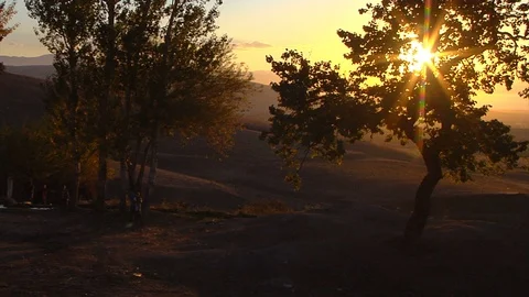 Lonely person at sunset Stock Footage 129724366