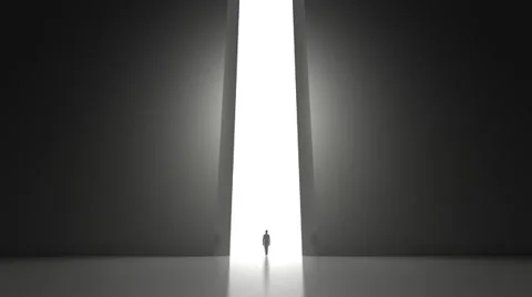 A lonely person walking through a gate Stock Footage 33751494
