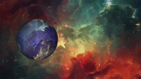 Lonely planet in Liquid Space 動画素材 186586980