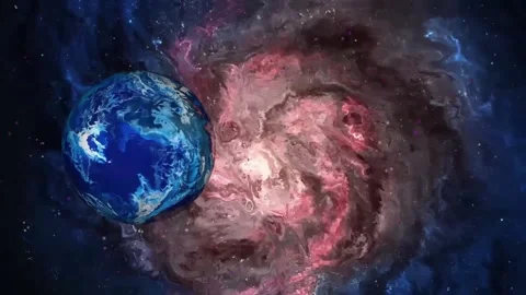 Lonely planet in Liquid Space 스톡 동영상 186587021