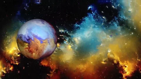 Lonely planet in Liquid Space 動画素材 186587188