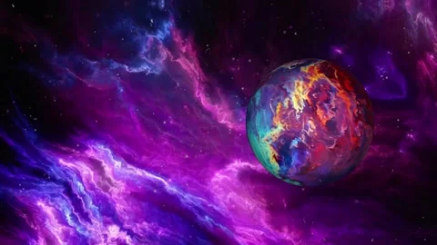 Lonely planet in Liquid Space 動画素材 186587370