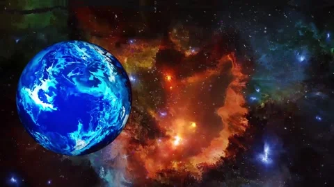 Lonely planet in Liquid Space 스톡 동영상 258376306