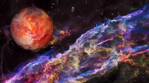 Lonely planet in Liquid Space 動画素材 258376307