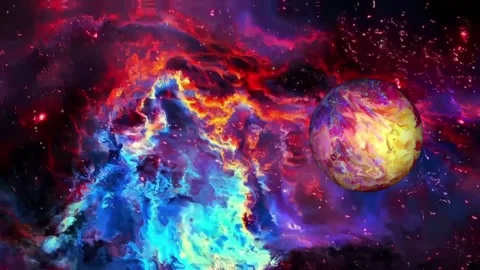 Lonely planet in Liquid Space 動画素材 258376346