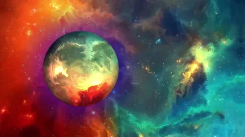 Lonely planet in Liquid Space 動画素材 258376511