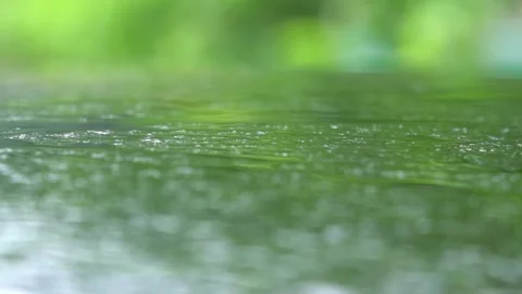Lonely Quiet Real Shot of Raindrops Splashing and Hitting Glass Window Stock Footage 339307110