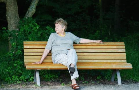 Lonely retiree on bench Stock Photos