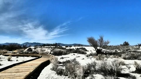 Lonely Road Through White Sand Wasteland Video stock 38107528