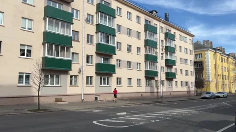 Lonely Runner: Sprinting through Deserted Streets Stock Footage 270161267