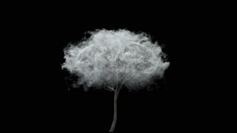 Lonely tree in the cloud. Smoke Fog Vaper 4K Close Up Isolated Stock-Footage 130810894