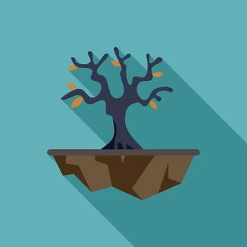 Lonely tree growing on the edge of a cliff 스톡 일러스트