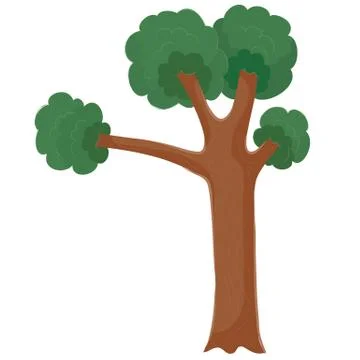 Lonely tree with a strong trunk and a dense crown of leaves stands alone Stock Illustration