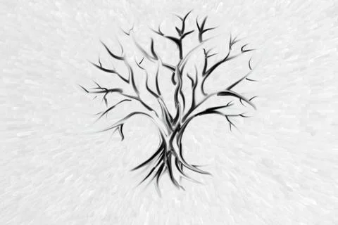 Lonely tree without leaves on a white background Stock Illustration