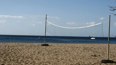 Lonely volleyball net Stock Footage 126879298