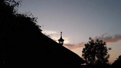 Lonely Weather Vane at Sunset Stock Footage 197603777