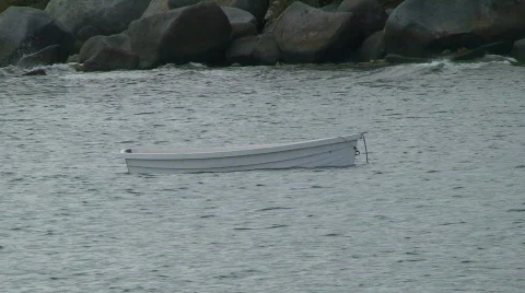 Lonely White Boat Stock Footage 458474
