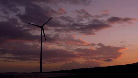 Lonely wind generator at sunset. Stock Footage 97465659