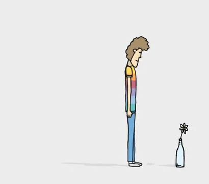 Lonely young man with copyspace Stock Illustration