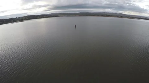 Long Aerial Drone Shot Over Peaceful River Stock Footage