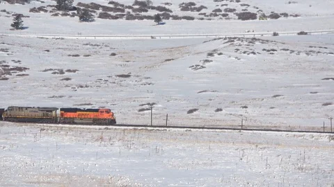 Long and medium shots of empty coal train winter sunny mountains Stock Footage 105190852