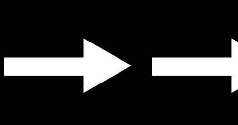 Long arrow pointing left to right position on black background. Direction symbol Vídeos de archivo 330297767