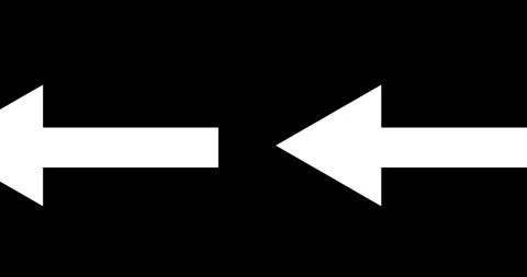 Long arrow pointing right to left position on black background. Direction symbol Vídeos de archivo 330297804