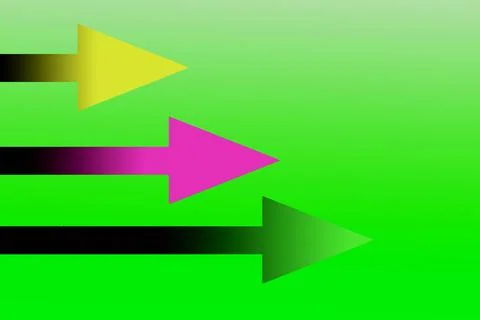 Long arrows pointing on green background. Arrow design elements, simple ico.. Stock Illustration