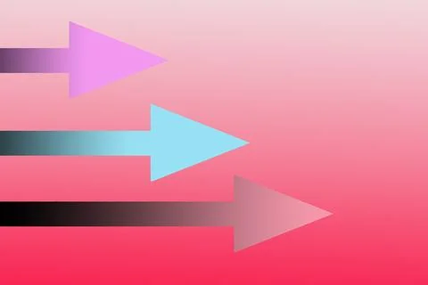 Long arrows pointing on pink background. Arrow design elements, simple icon.. Stock Illustration