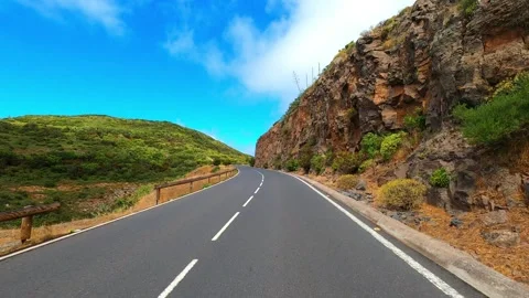 Long asphalt road ground view with sunset light and travel concept - mountain an Stock Footage 251860906