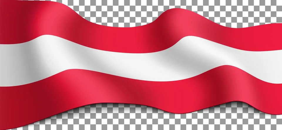 Long Austrian flag on a transparent background. Stock Illustration
