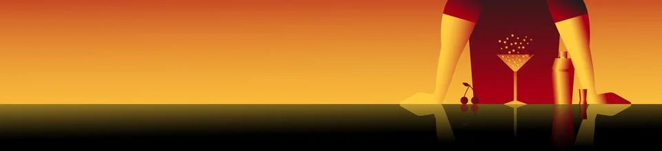 Long banner with bartender Stock Illustration