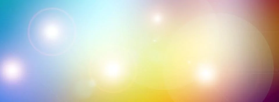 Long banner, gradient. Blurred soft blue yellow lilac background with lens .. Illustrazione stock