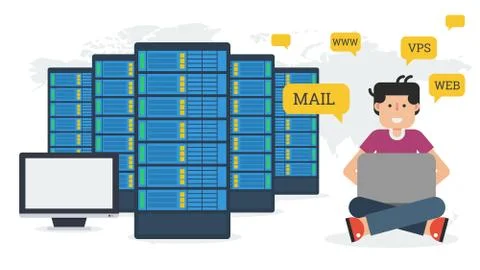 Long banner - Web hosting administration Stock Illustration