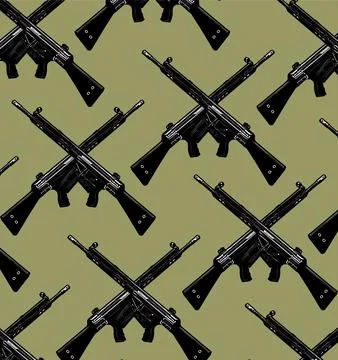 Long-barreled gun pattern on white background Stock Illustration