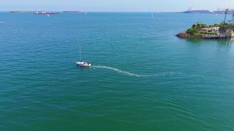 Long Beach Breakwater Sailboat Stock Footage 341774231