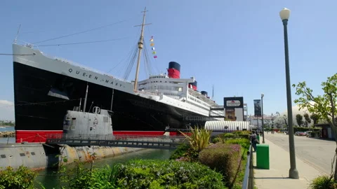 Long Beach, CA / USA - Mar. 24, 2019 Queen Mary Video stock 137015320